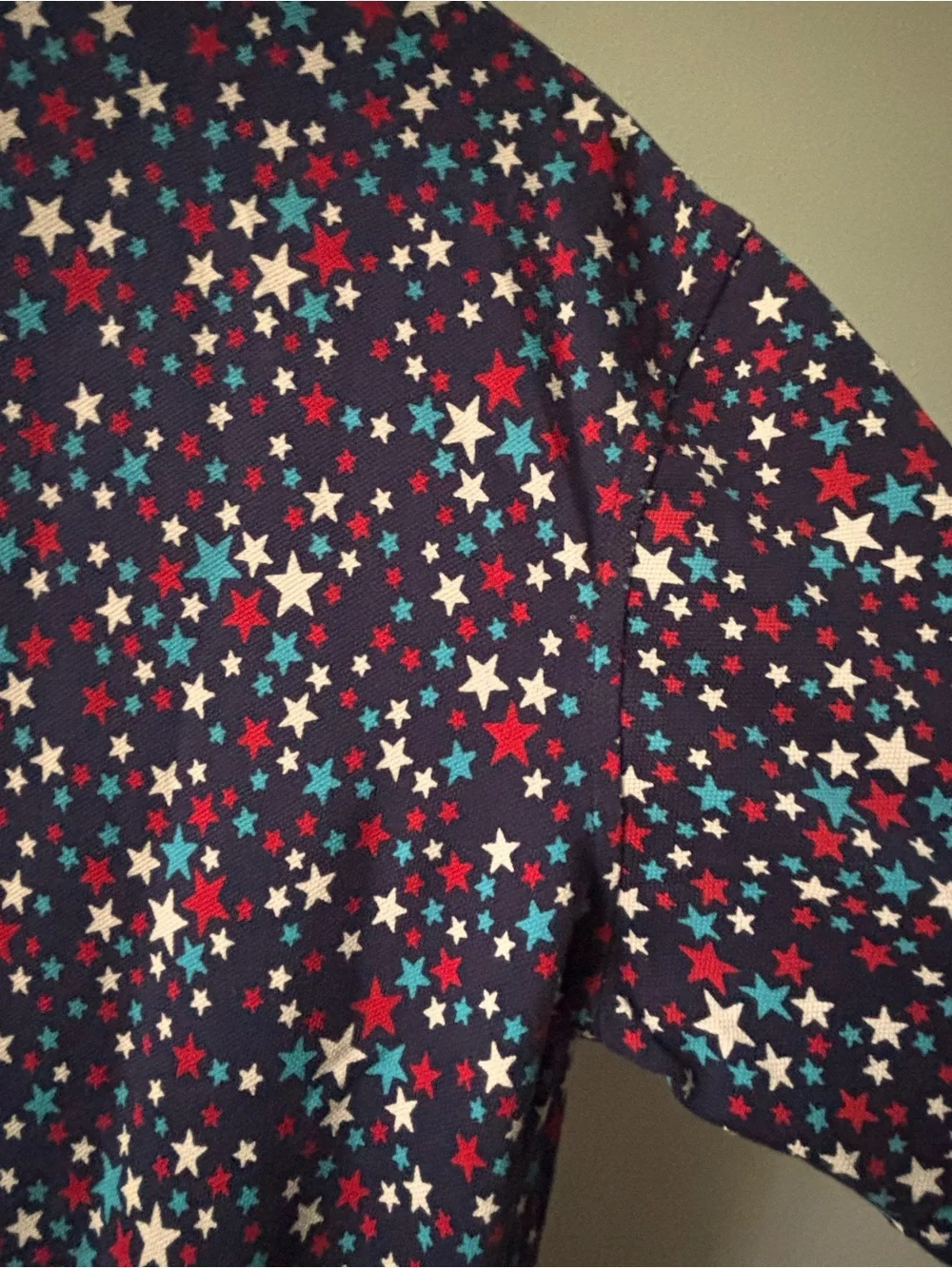Lands End Polo Shirt Red, White & Blue Stars Men's SZ S